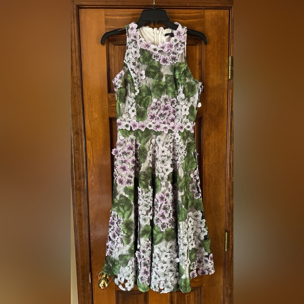 Floral Sleeveless Dress - Green and Purple